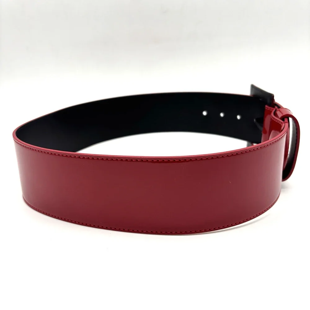 NEW Vtg B-Low the Belt Red Patent Genuine Leather Wide Waist Belt S 28-32